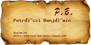 Petróczi Benjámin névjegykártya
